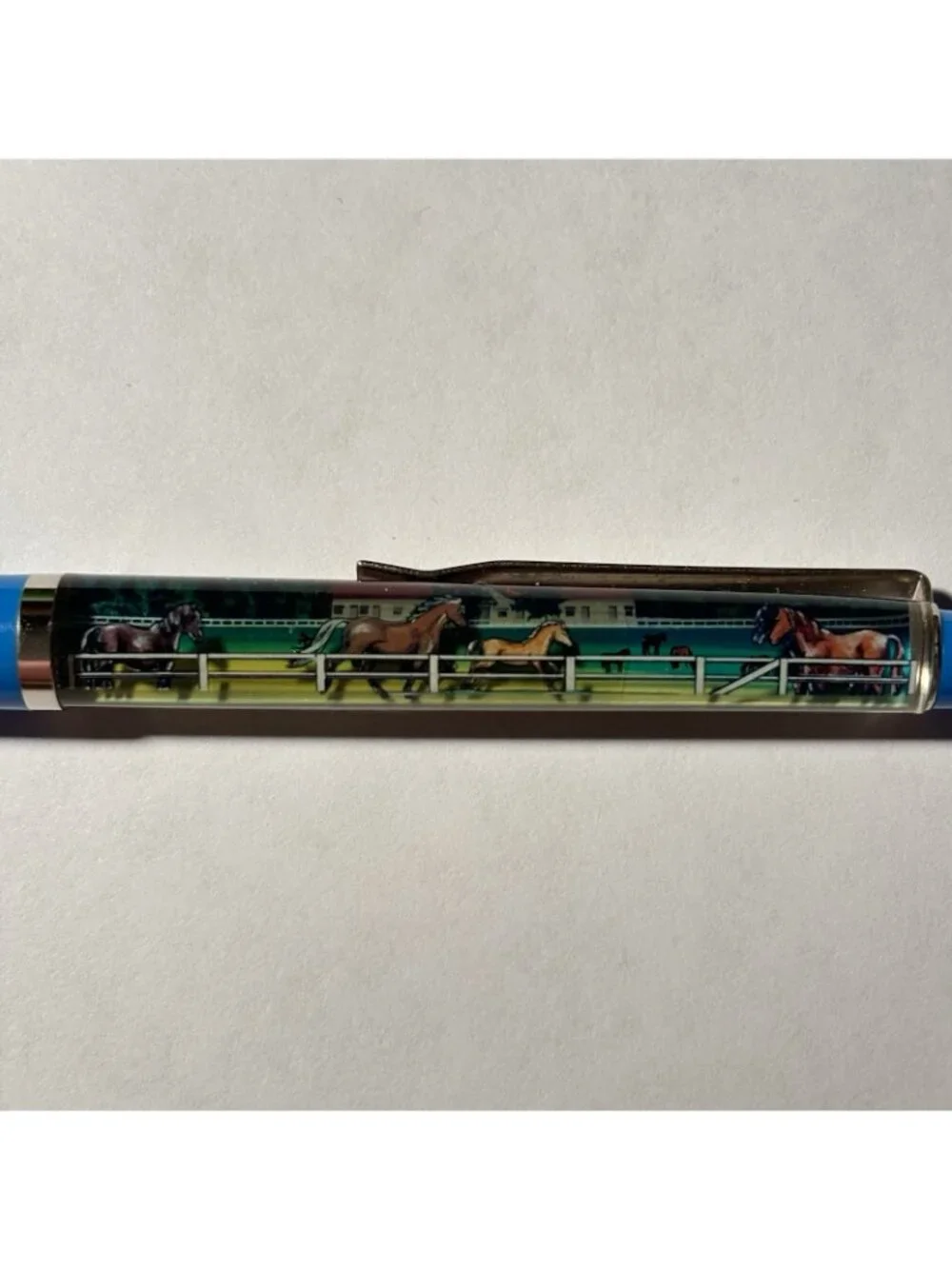 Kentucky Blue Grass Country Floaty Pen Horses Run on Track Souvenir Vintage